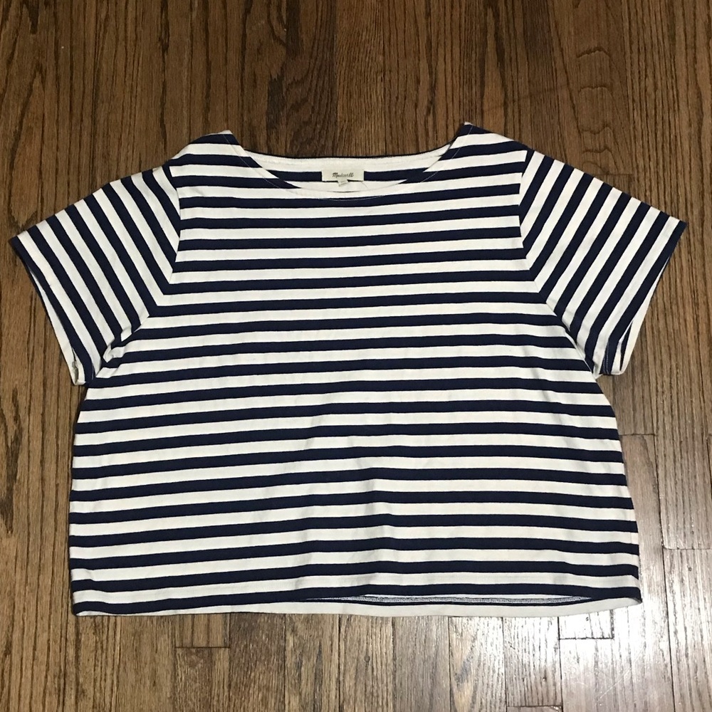 SOLD Madewell Classic Blue & White Stripe Crop Top